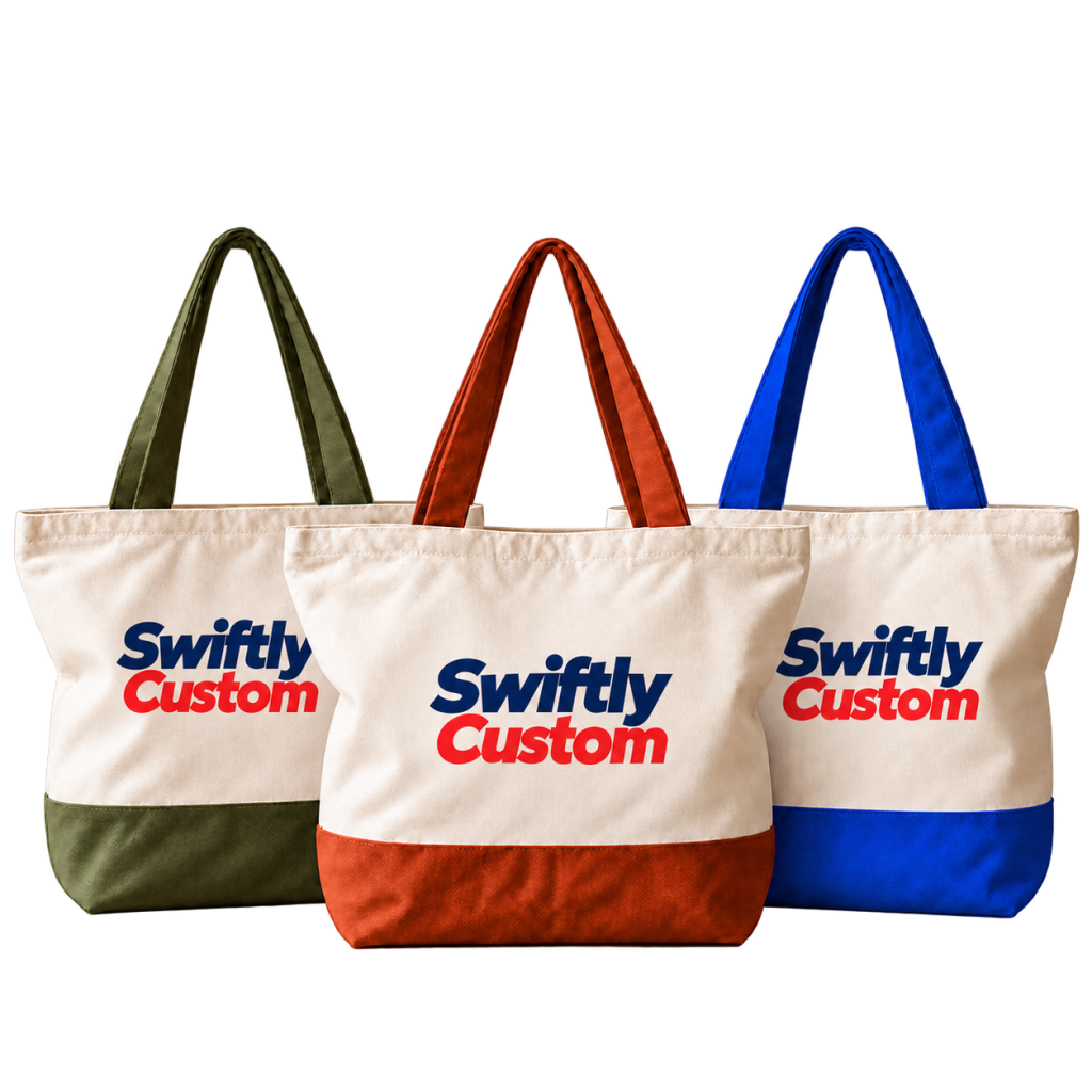 Custom Logo Two-Tone Canvas Tote Bag