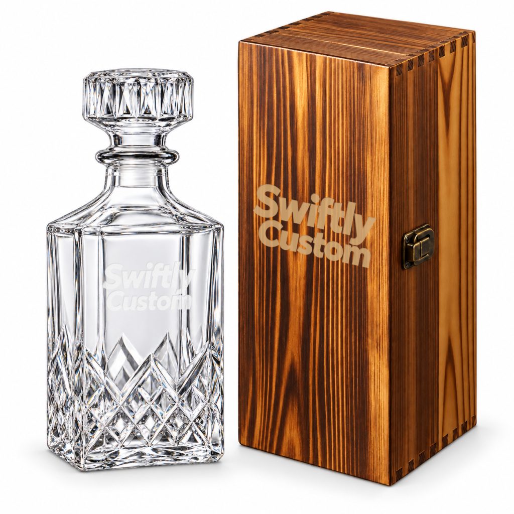 Custom Whiskey Decanter with Wood Box